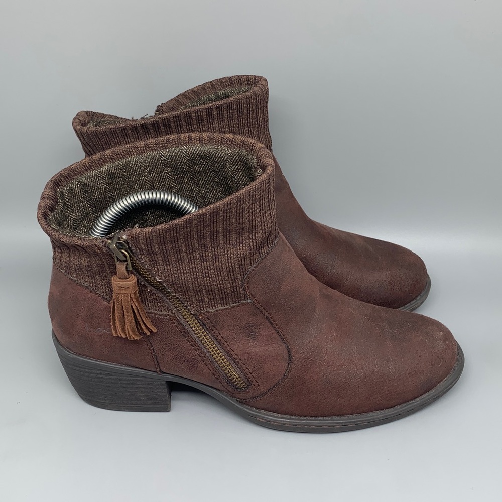 Born Brown Suede Knit Ankle Boots Z26723-CCCAE Women’s Sz 8.5 - Picture 1 of 10